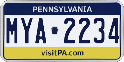 PA license plate MYA2234