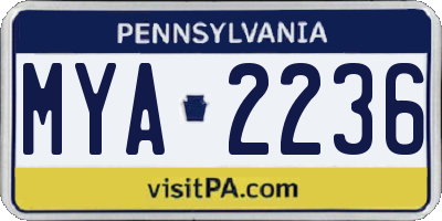 PA license plate MYA2236