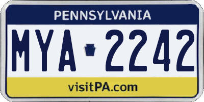 PA license plate MYA2242