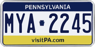 PA license plate MYA2245