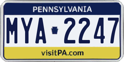 PA license plate MYA2247