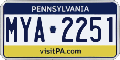 PA license plate MYA2251