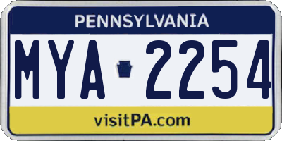 PA license plate MYA2254