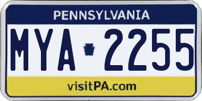 PA license plate MYA2255