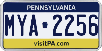 PA license plate MYA2256