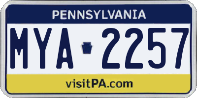 PA license plate MYA2257