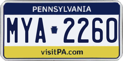 PA license plate MYA2260
