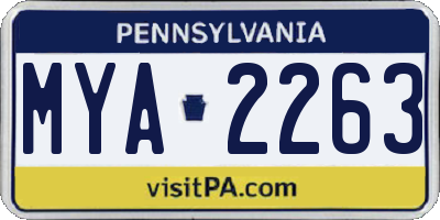 PA license plate MYA2263