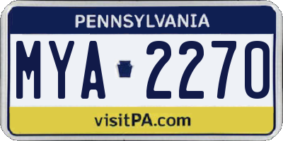 PA license plate MYA2270