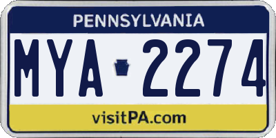 PA license plate MYA2274