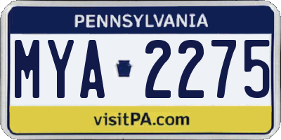 PA license plate MYA2275