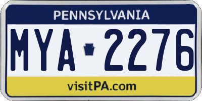 PA license plate MYA2276