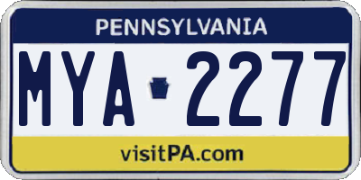 PA license plate MYA2277