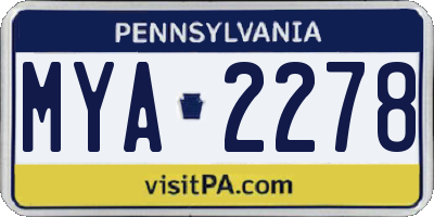PA license plate MYA2278