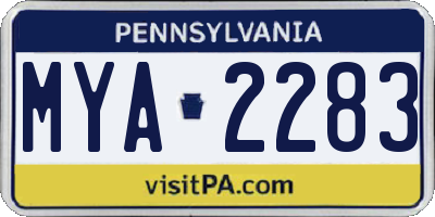 PA license plate MYA2283