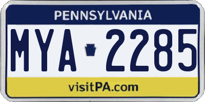 PA license plate MYA2285