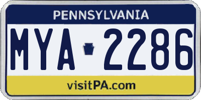 PA license plate MYA2286