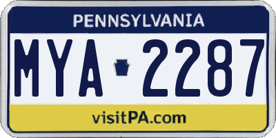 PA license plate MYA2287