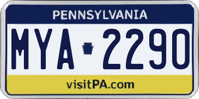 PA license plate MYA2290