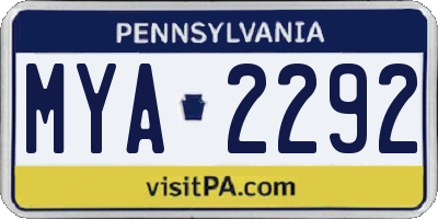 PA license plate MYA2292
