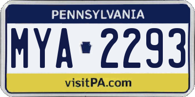 PA license plate MYA2293