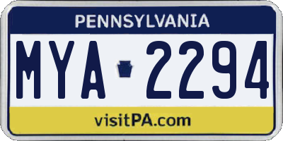 PA license plate MYA2294