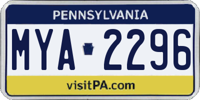 PA license plate MYA2296