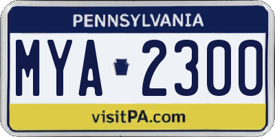 PA license plate MYA2300