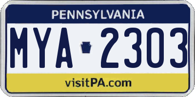 PA license plate MYA2303
