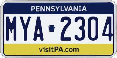 PA license plate MYA2304