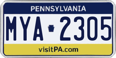 PA license plate MYA2305