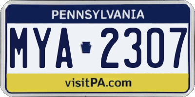 PA license plate MYA2307