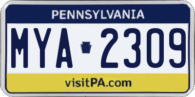 PA license plate MYA2309
