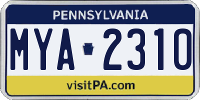 PA license plate MYA2310
