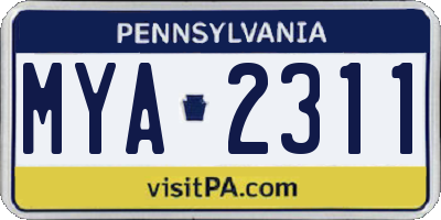 PA license plate MYA2311