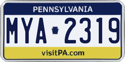 PA license plate MYA2319