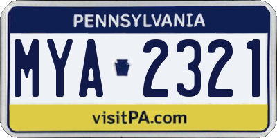 PA license plate MYA2321