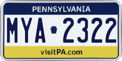 PA license plate MYA2322