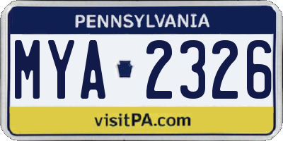 PA license plate MYA2326
