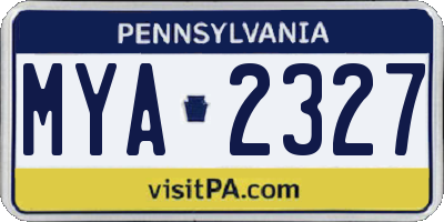 PA license plate MYA2327