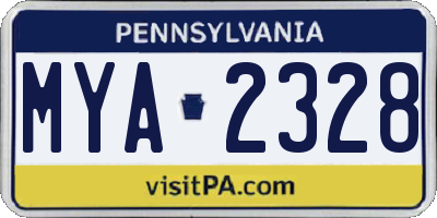 PA license plate MYA2328