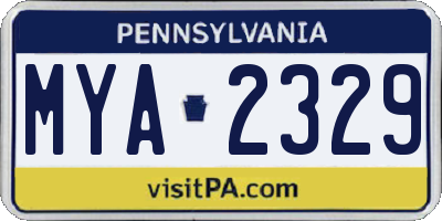 PA license plate MYA2329