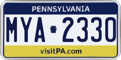 PA license plate MYA2330