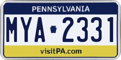 PA license plate MYA2331