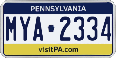 PA license plate MYA2334
