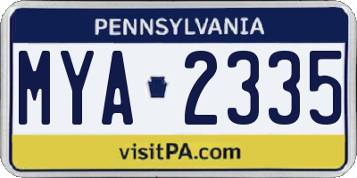 PA license plate MYA2335