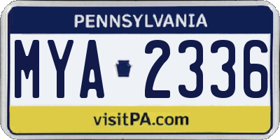 PA license plate MYA2336