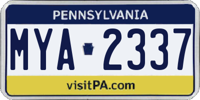 PA license plate MYA2337