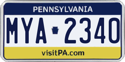 PA license plate MYA2340