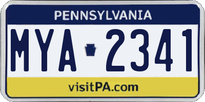 PA license plate MYA2341